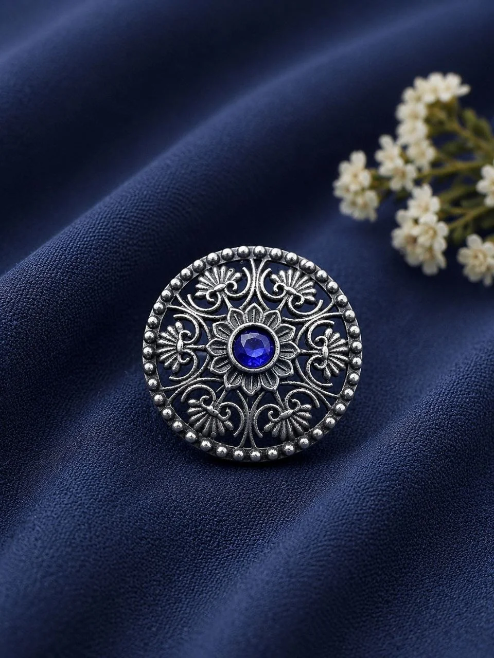 Oxidised Round Ring with Cabochon Centre – view 3