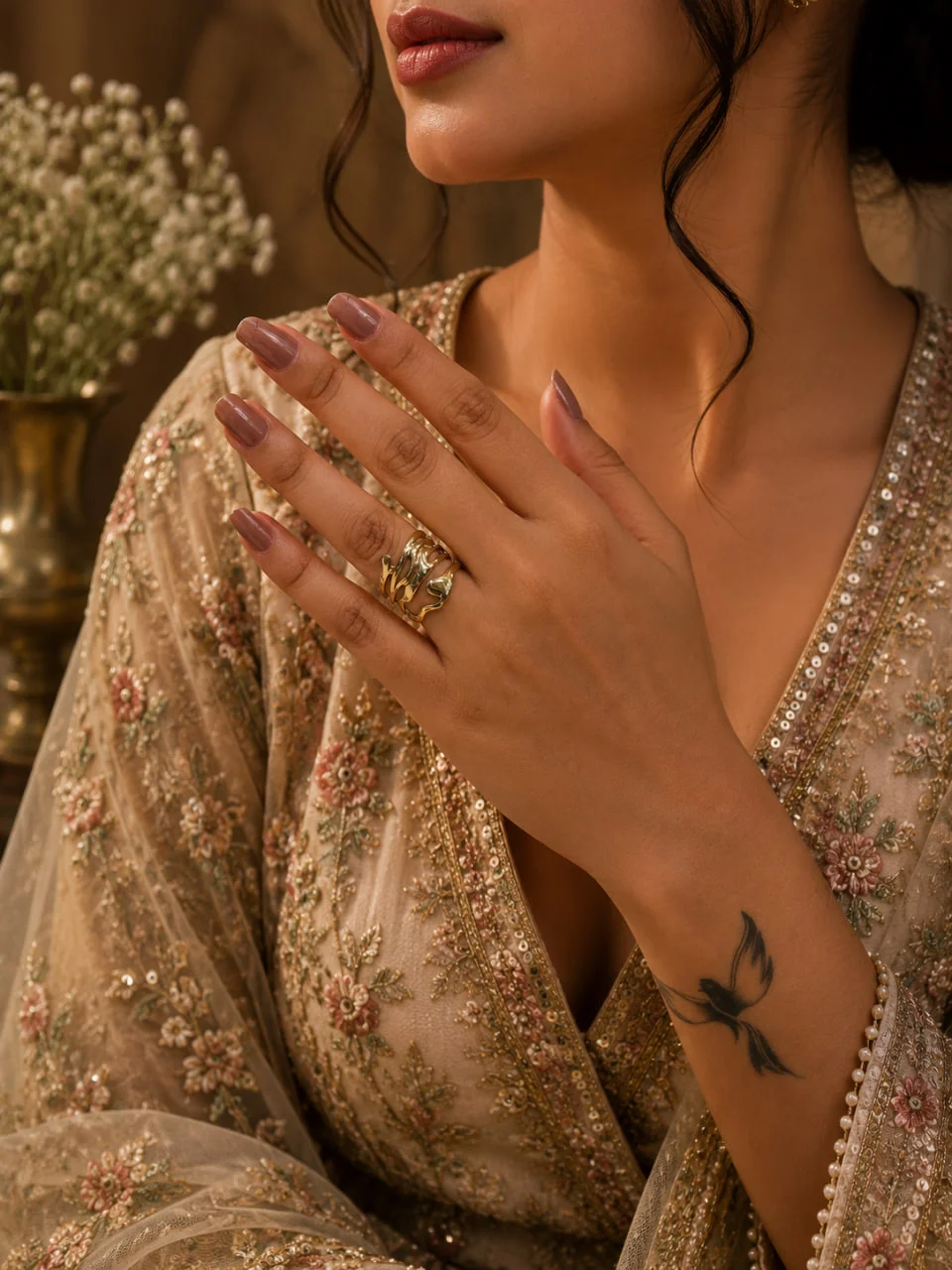 Anti-Tarnish Molten Ribbon Stacked Band Ring