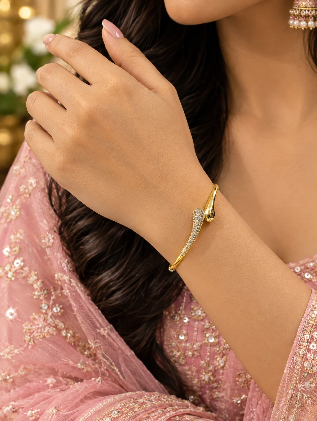 Anti Tarnish Polished Head Snake Cuff Korean-style Bracelet