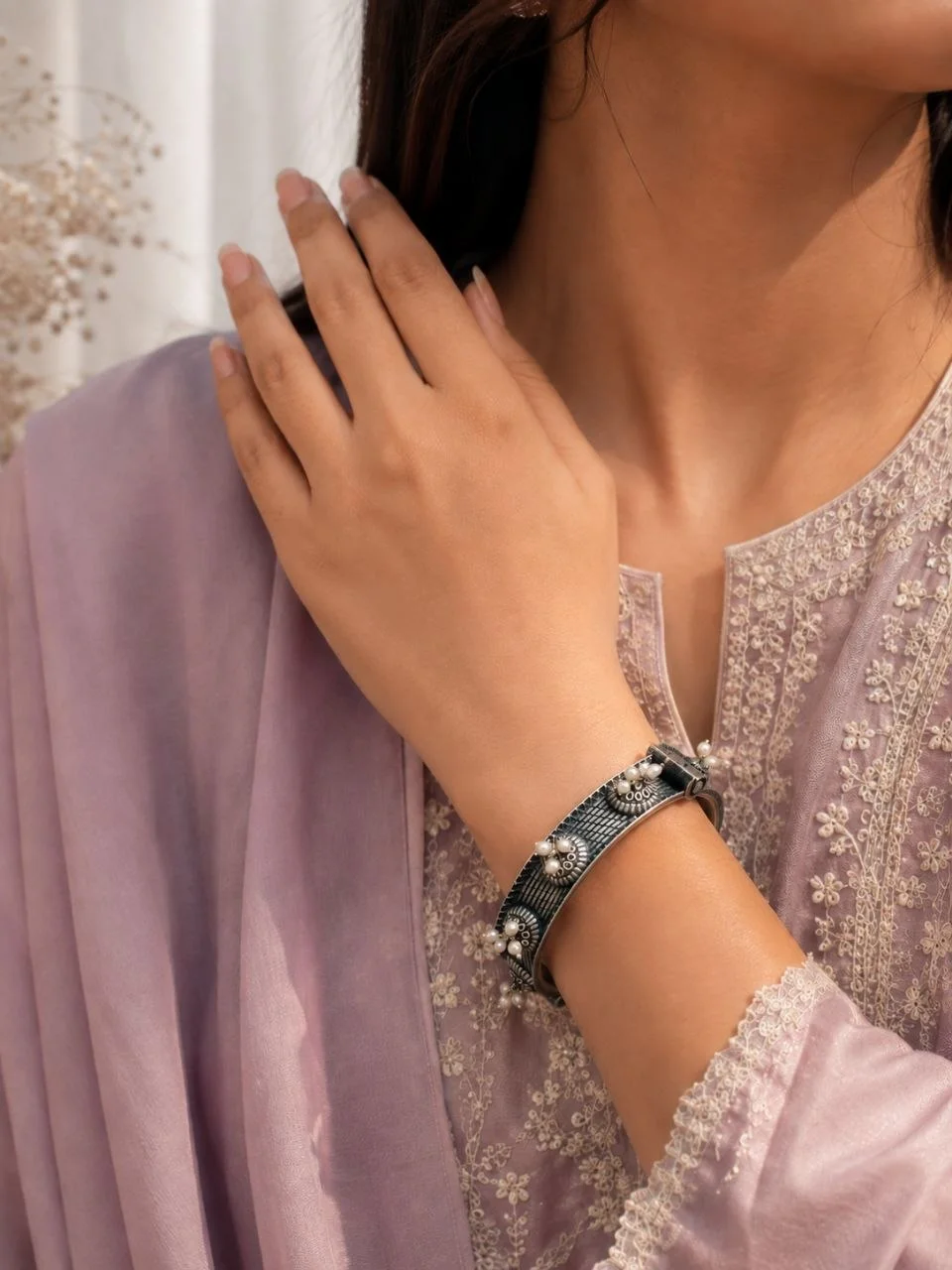Oxidised Charm Kada