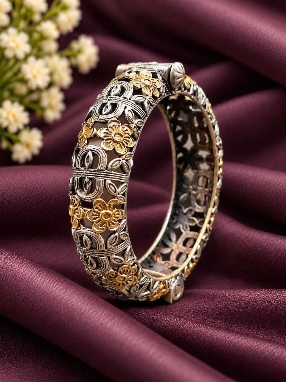 Two Tone Geometric Bangle – view 3