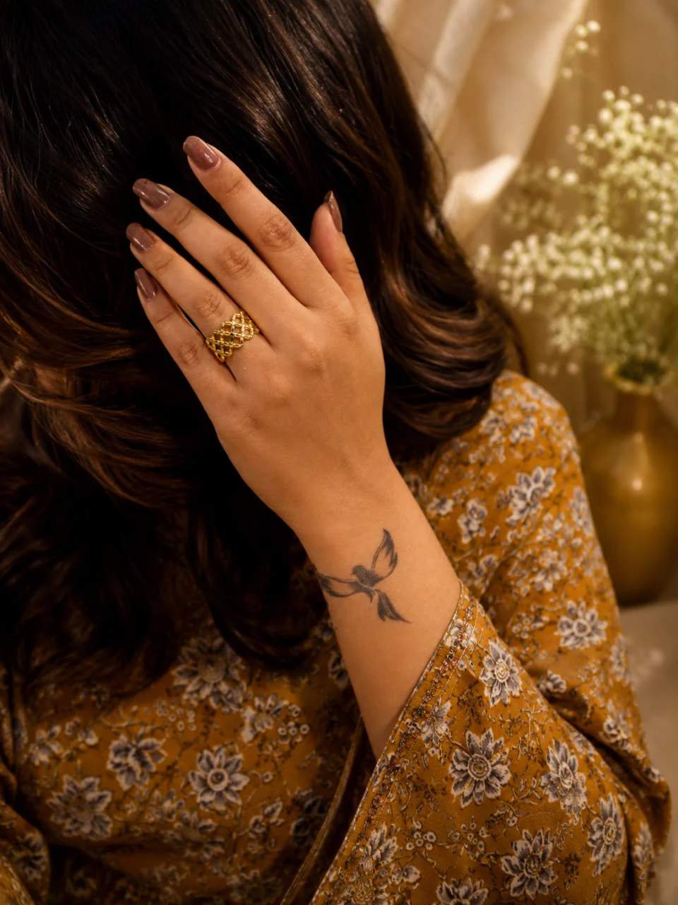Anti-Tarnish Criss-Cross Trellis Wide Ring