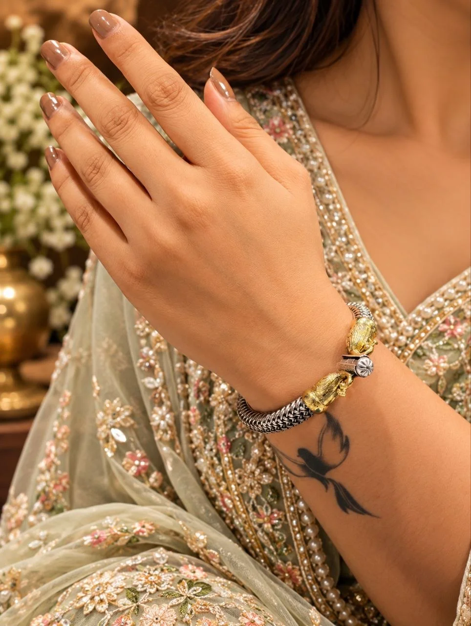 Two Tone Rope Peacock-head Kada – view 2
