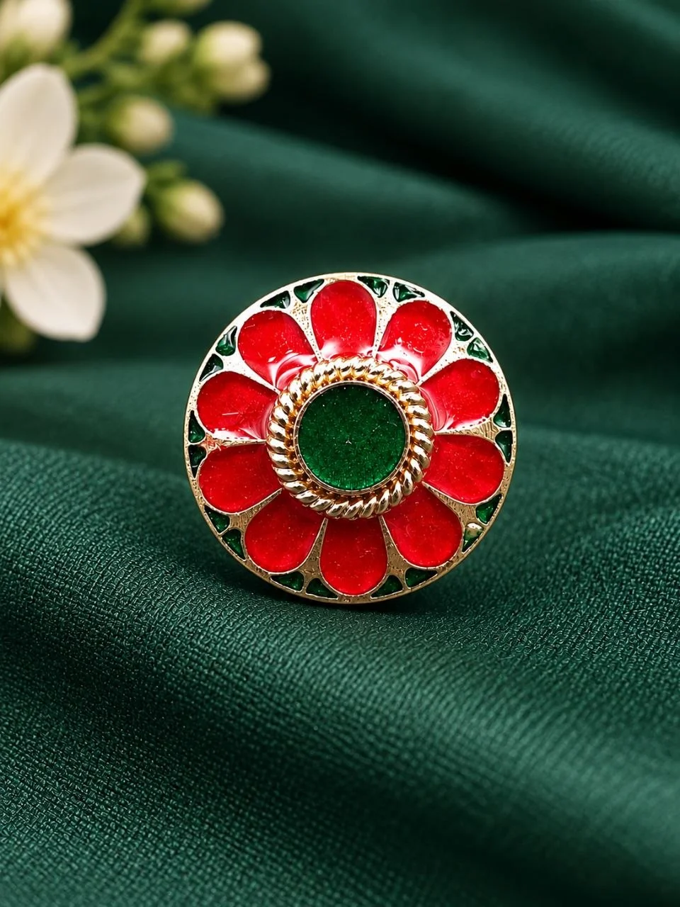 Gold Meenakari Rosette Ring – view 3