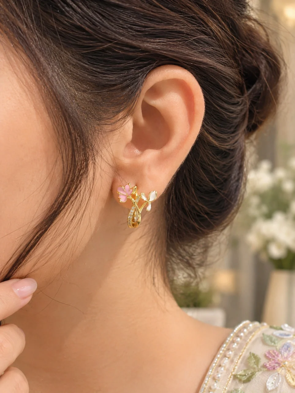 Anti Tarnish Floral Stud Earrings