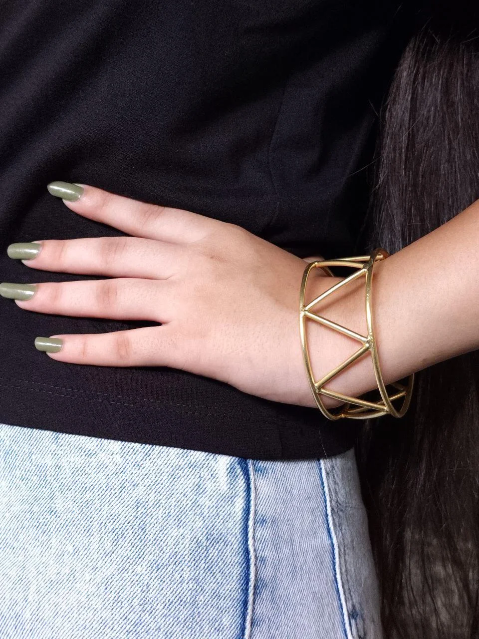 Gold Plated Geometric Bracelet – view 4