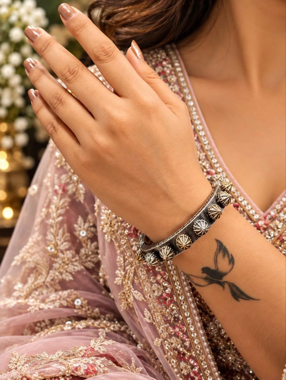 Two Tone Beaded Bangle