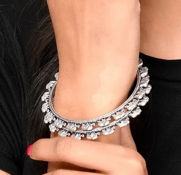 Oxidised Elephant Bangle