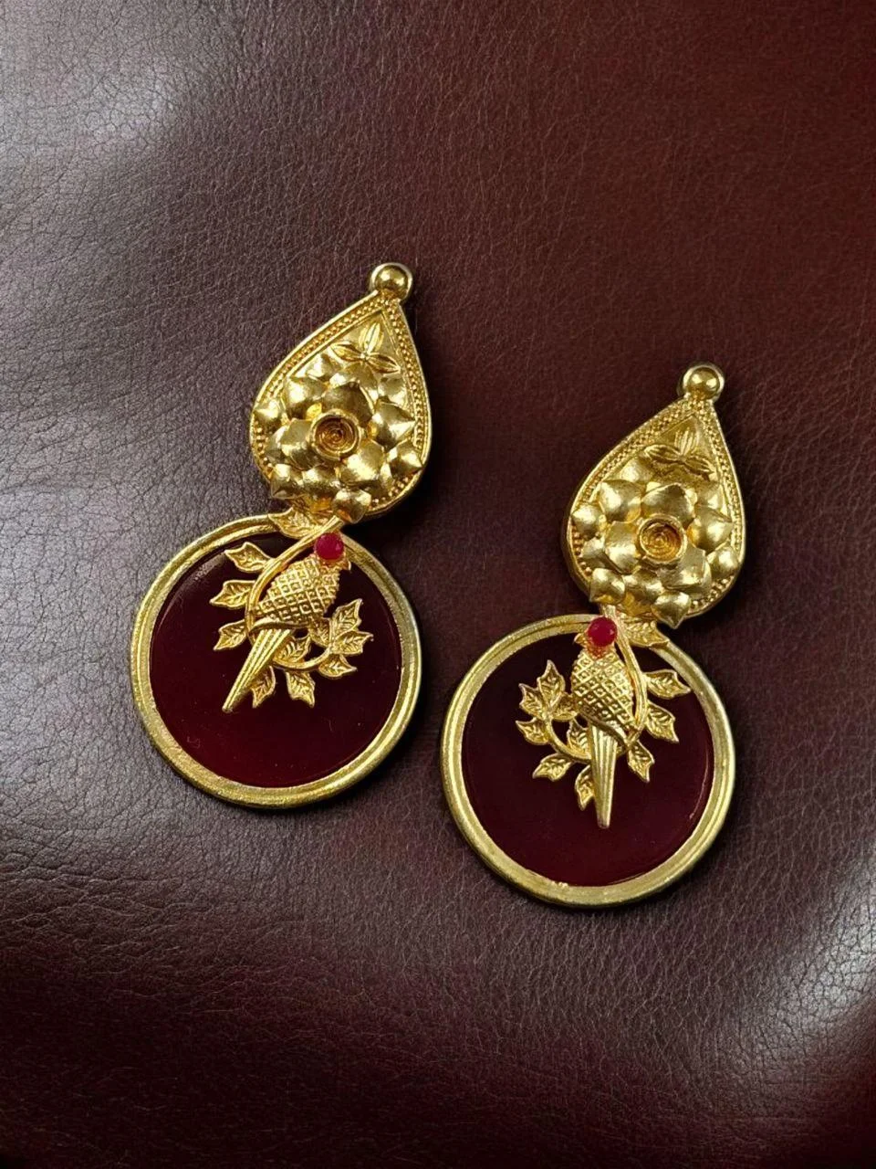 Monalisa Stone Drop Earrings with Filigree Top