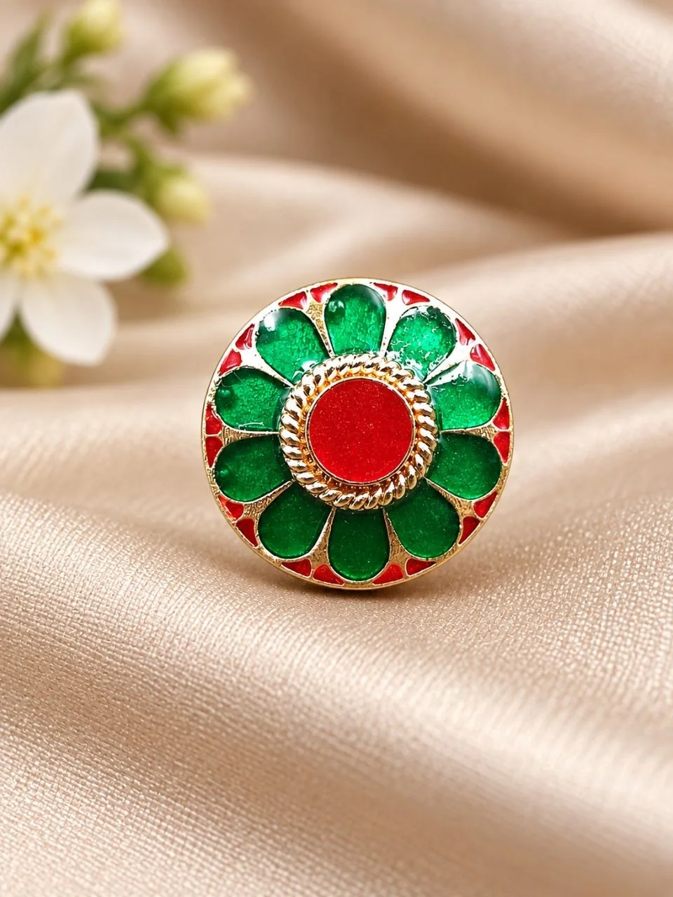 Gold Meenakari Rosette Ring – view 4