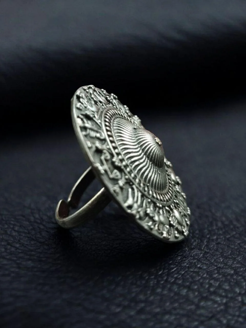 Oxidised Astrological Sign Ring – view 4