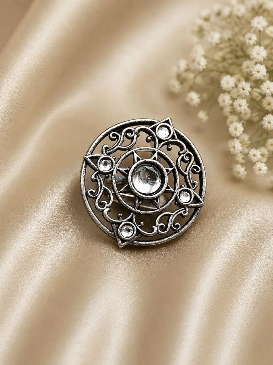 Vintage Oxidised Ring with Turquoise – view 2
