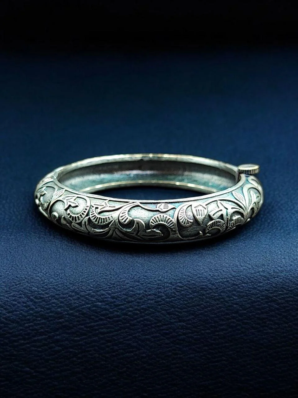 Oxidised Vintage Engraved Cuff Bangle – view 5