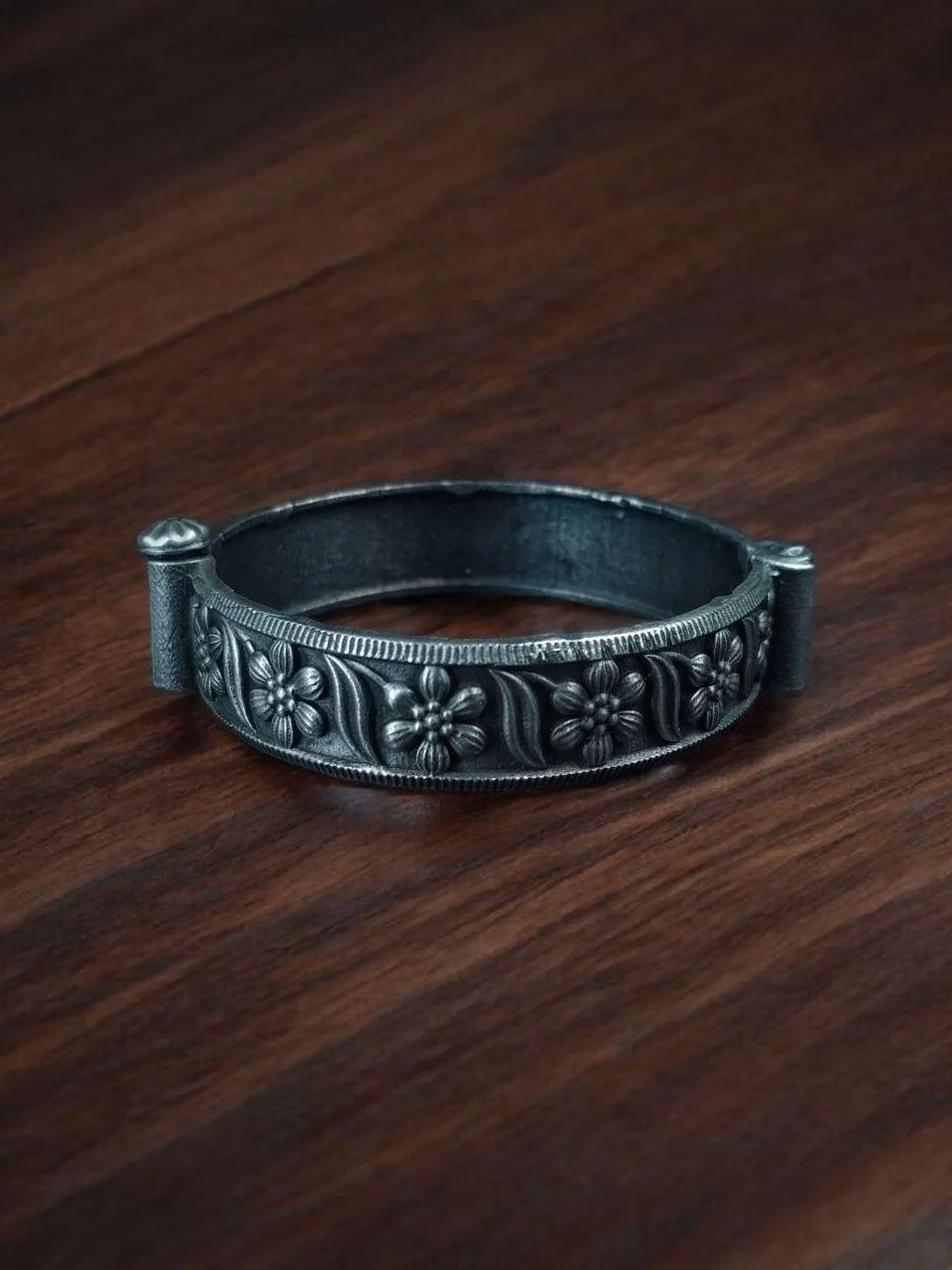 Oxidised Floral Button Kada – view 3