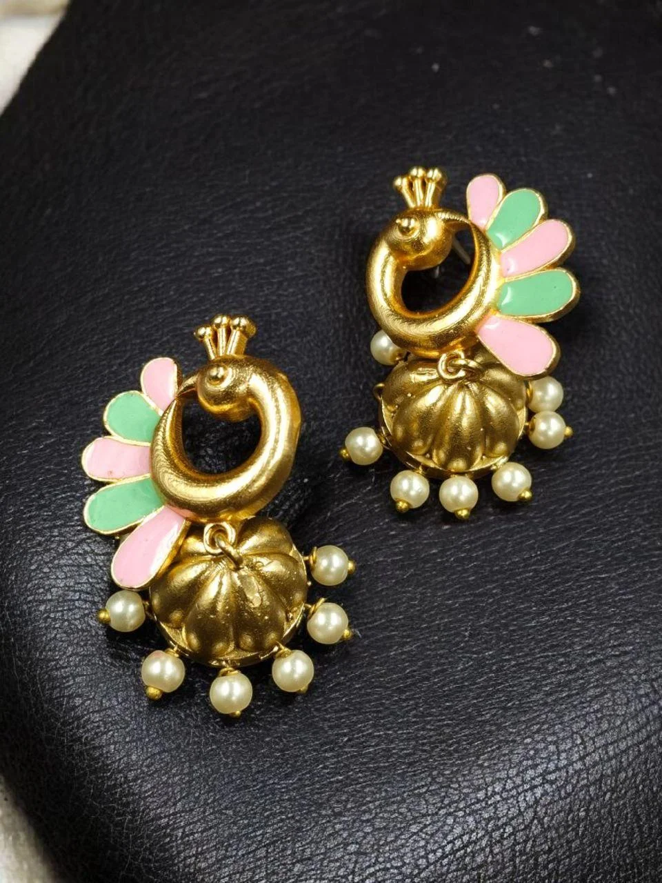 Petite Blue Meena Peacock Jhumka – view 3