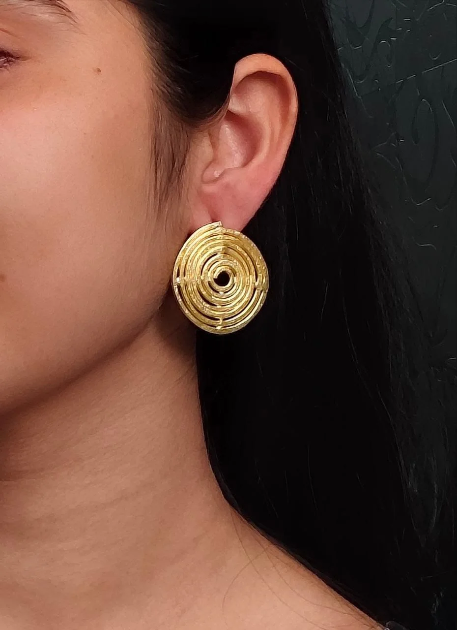 Concentric Spiral Disc Stud Earrings – view 2