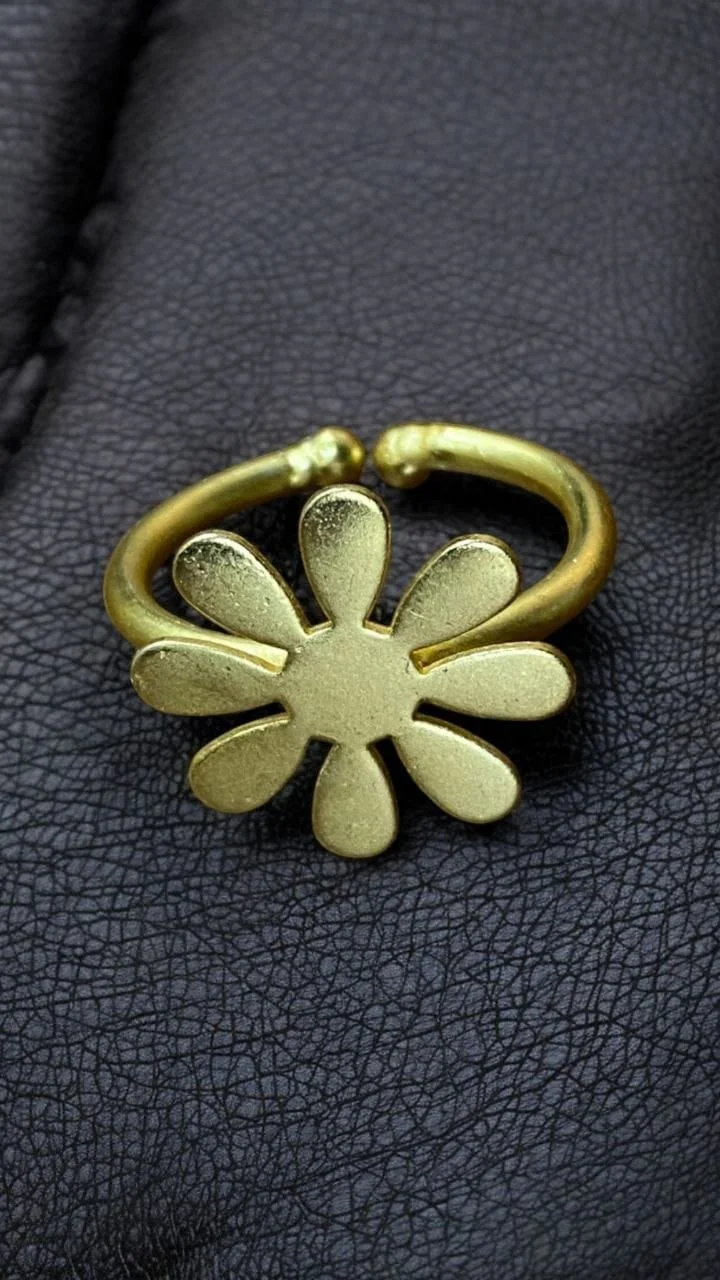 Handmade Gold Plated Flower Ring – view 2