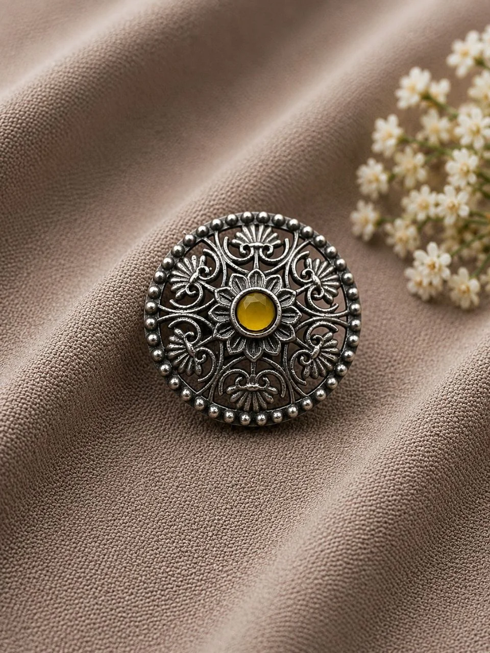 Oxidised Round Ring with Cabochon Centre – view 2