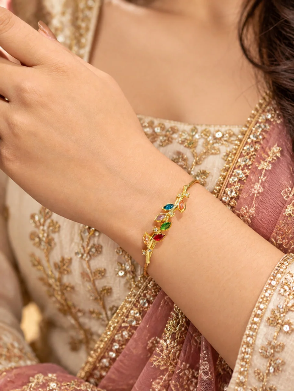 Anti Tarnish Multicolour Gemstone Tennis Bracelet