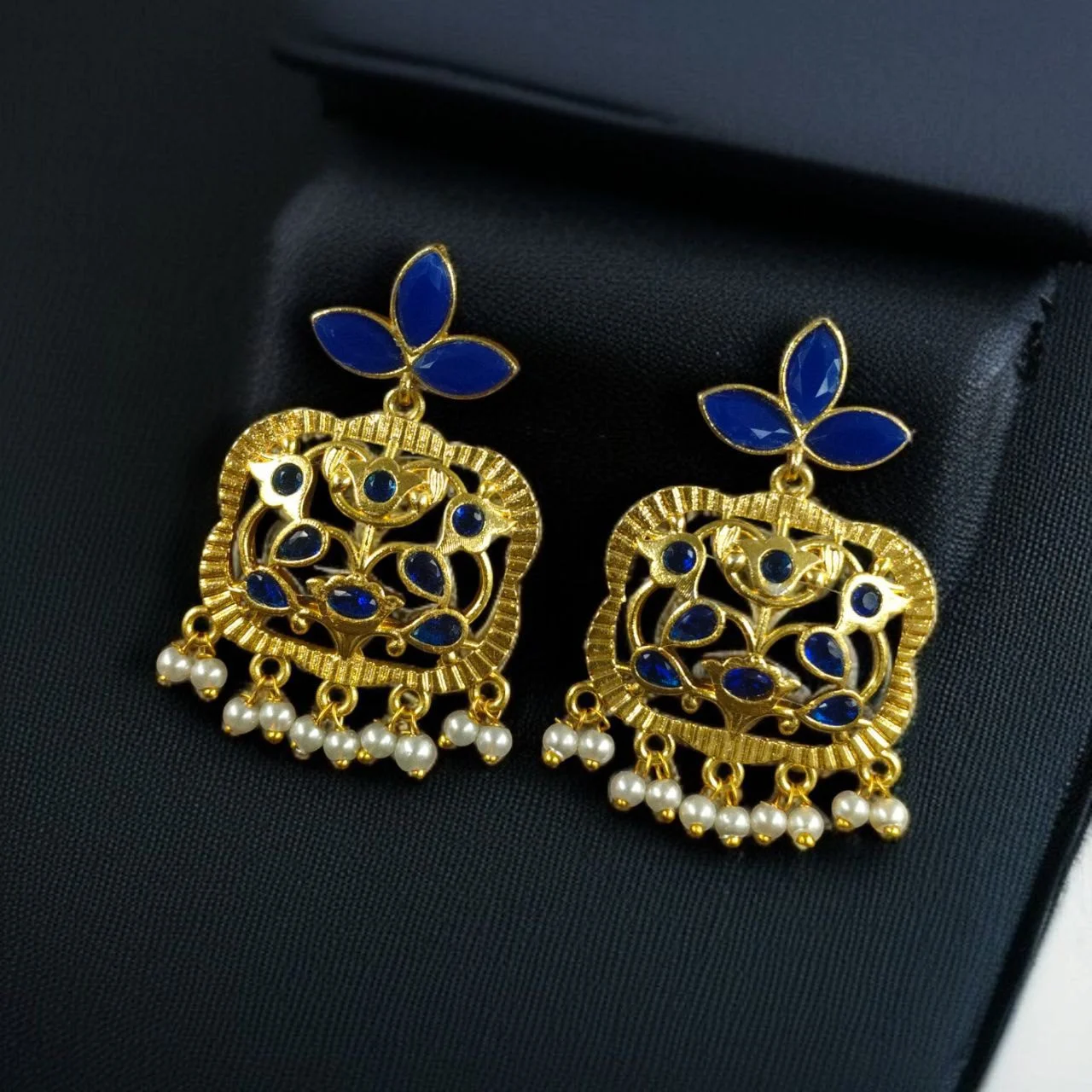 Enamel Dome Jhumka with Pearl Fringe
