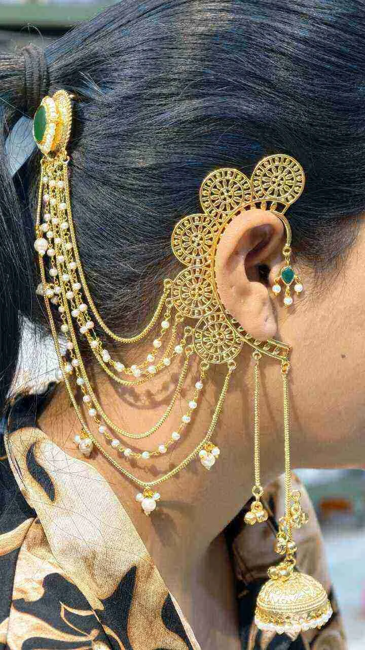 Filigree Ear Cuff Kashmiri Set with Jhumka