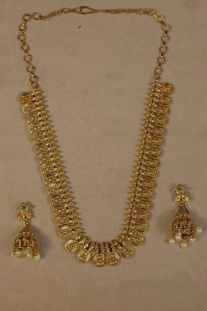 Gold Tone Mango Haar with Jhumka Earrings