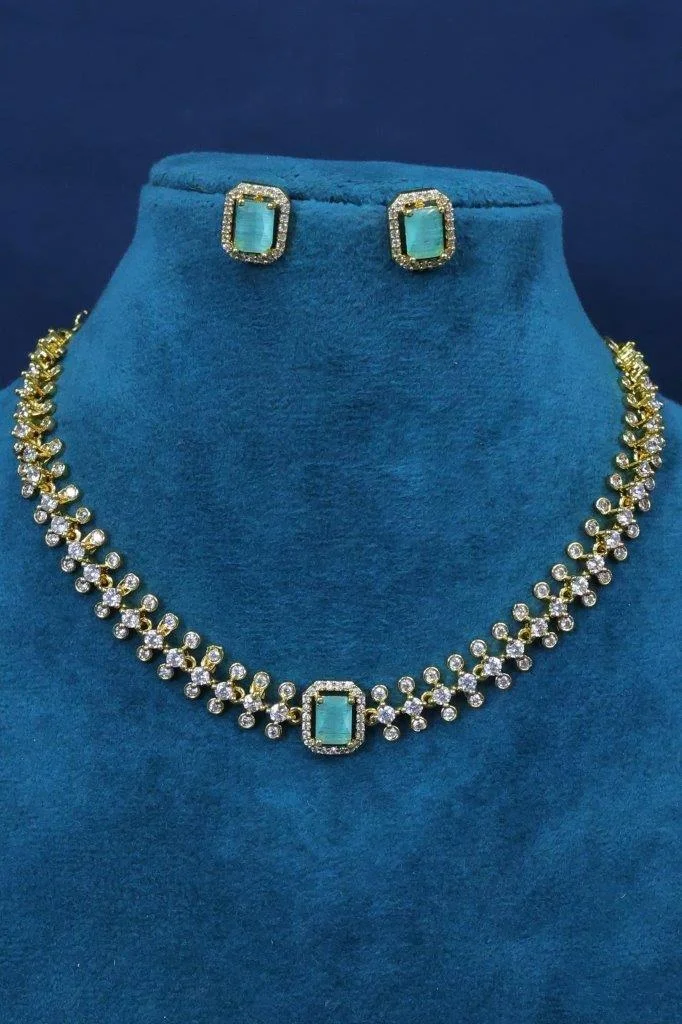 CZ Collar Set with Emerald Square