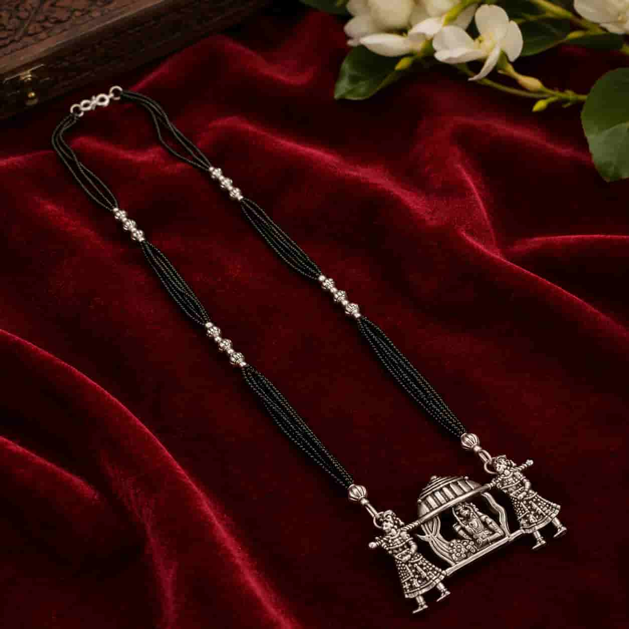 Vidaai Doli Bride Groom Oxidised German Silver Mangalsutra Necklace Set